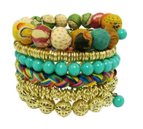 Kantha Fabric Spiral Bracelet