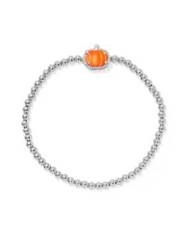 Kendra Scott Pumpkin Silver Stretch Bracelet in Orange Mother-of-Pearl