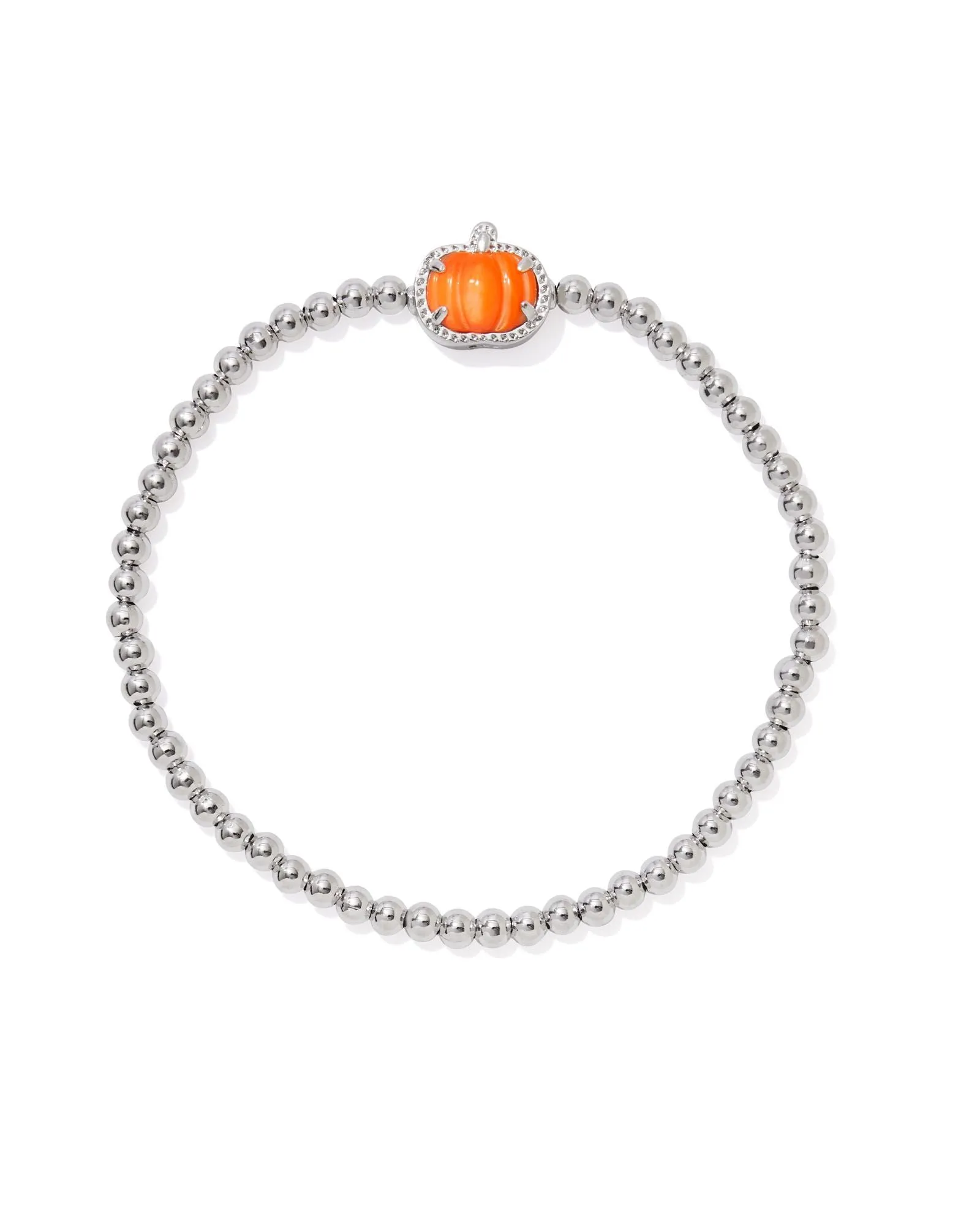 Kendra Scott Pumpkin Silver Stretch Bracelet in Orange Mother-of-Pearl