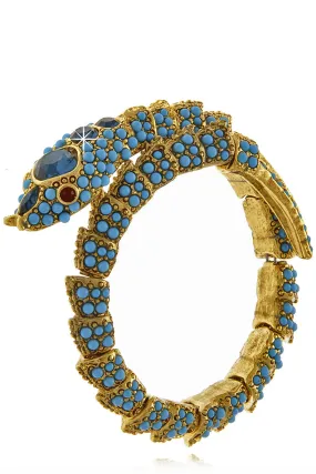 KENNETH JAY LANE SERPENT Turquoise Crystal Bracelet