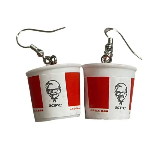 KFC Bucket Dangle Earrings | Kentucky Fried Chicken Earrings | KFC Jewelry