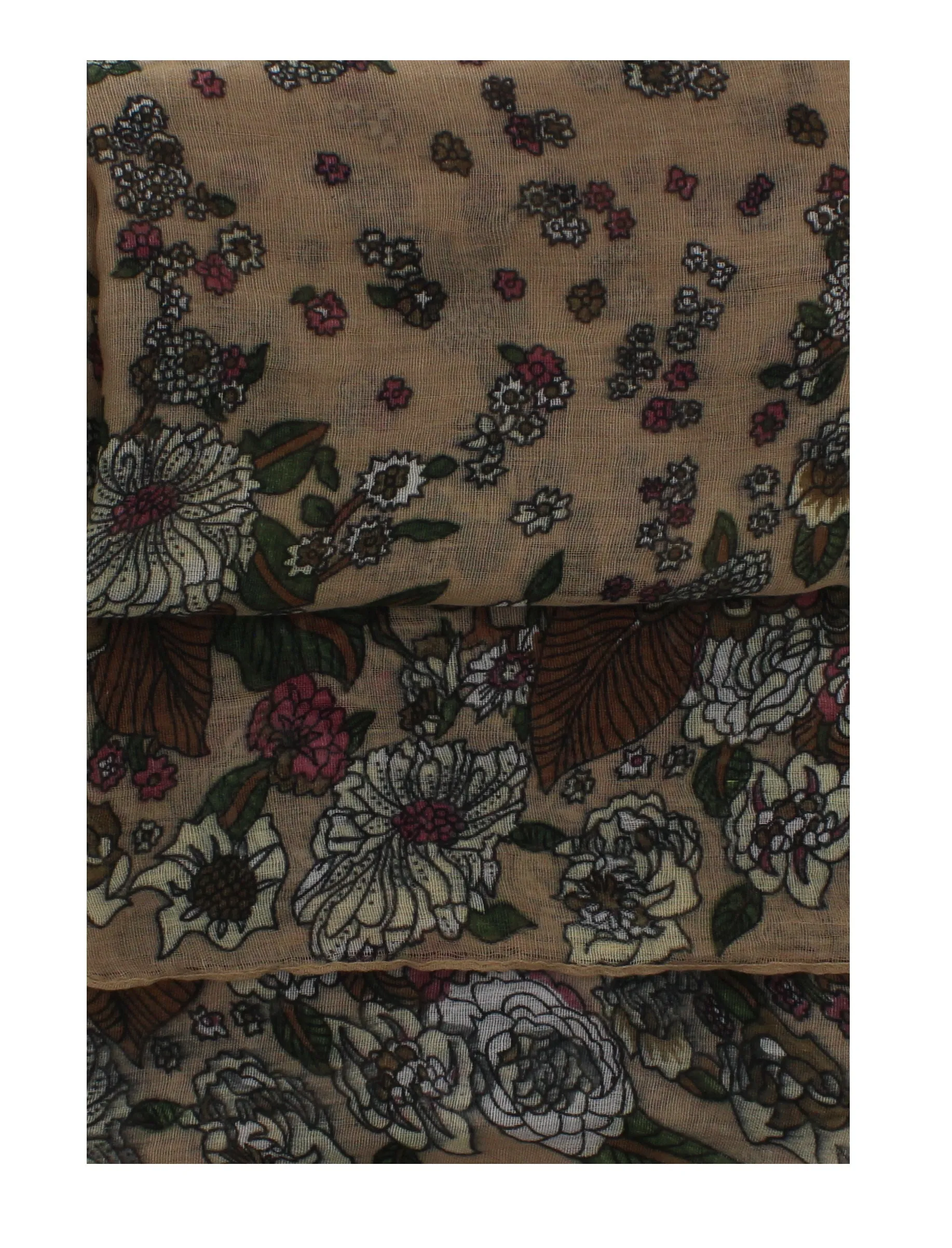 Large & Small Flower Print on Beige Scarf