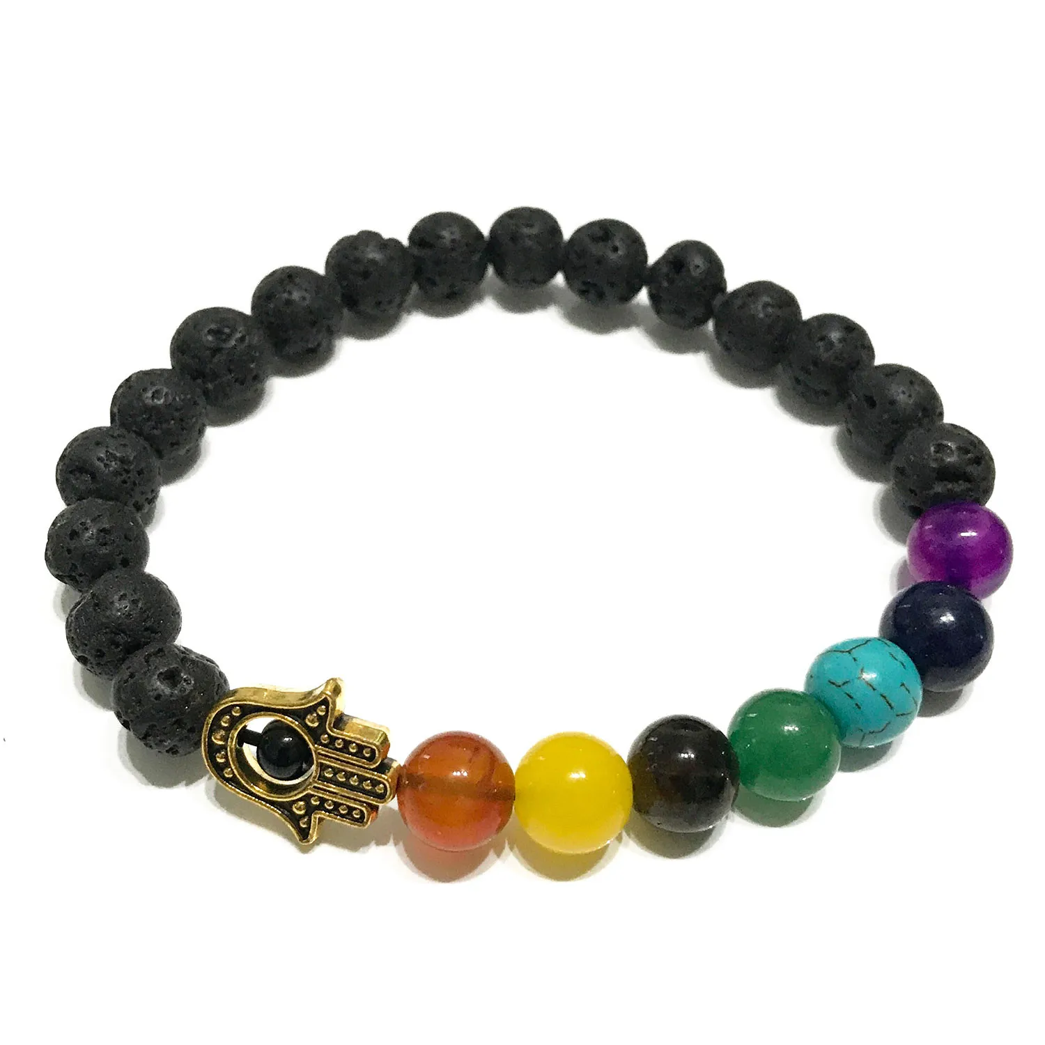 Lava Stone Bracelet - Hamsa Chakra | Beautiful Gemstone Jewelry for Aromatherapy & Style