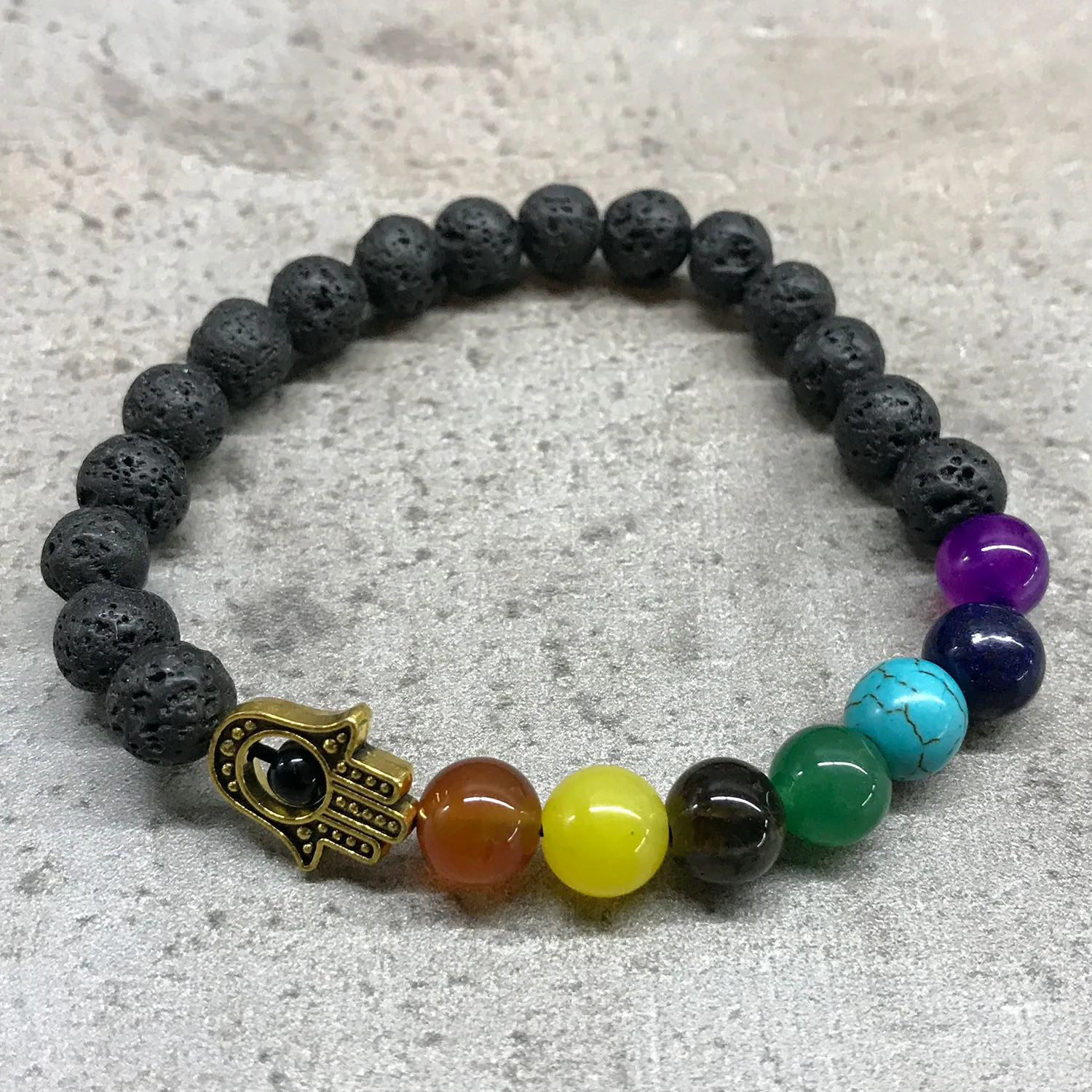 Lava Stone Bracelet - Hamsa Chakra | Beautiful Gemstone Jewelry for Aromatherapy & Style