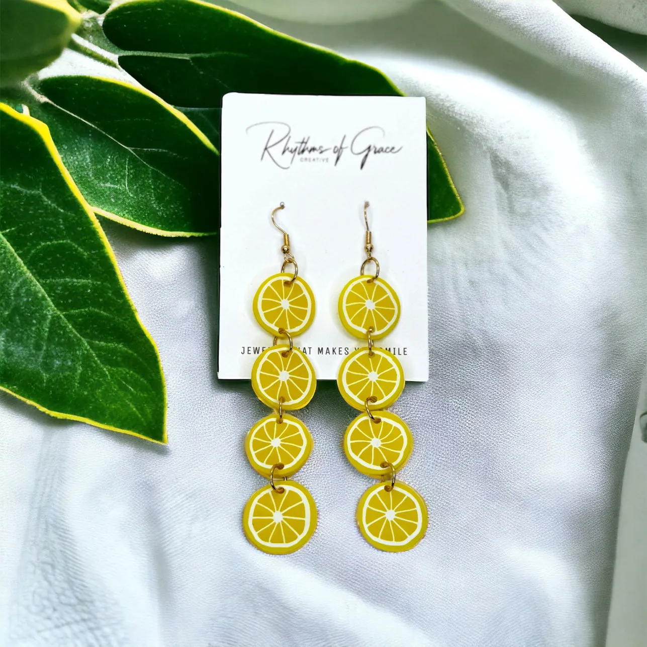 Lemon Earrings - Fruit Earrings, Handmade Jewelry, Lemon Jewelry, Food Earrings, Lemonade