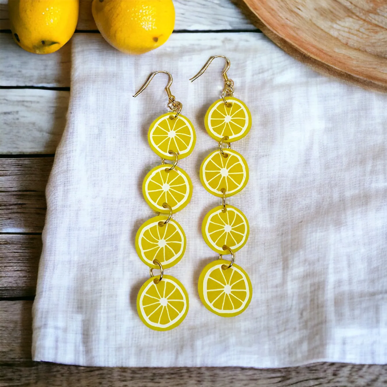 Lemon Earrings - Fruit Earrings, Handmade Jewelry, Lemon Jewelry, Food Earrings, Lemonade