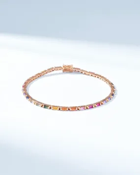 Linear Rainbow Sapphire Tennis Bracelet