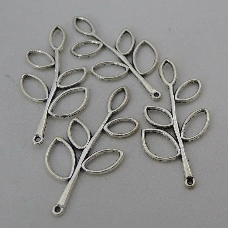 Lot Cutout Tree Olive Branch Pendant Charm Twig Leaf Vine Metal Silver Bronze Connector Finding Jewelry Making DIY Bracelet Necklace Earring