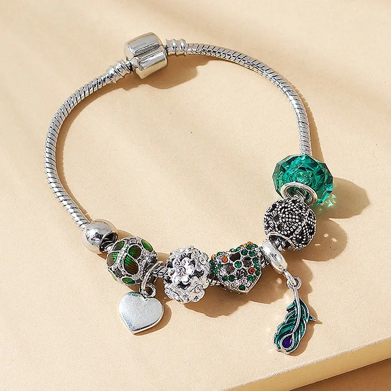 Luxe6103 - Peacock Feather Charm Bracelet