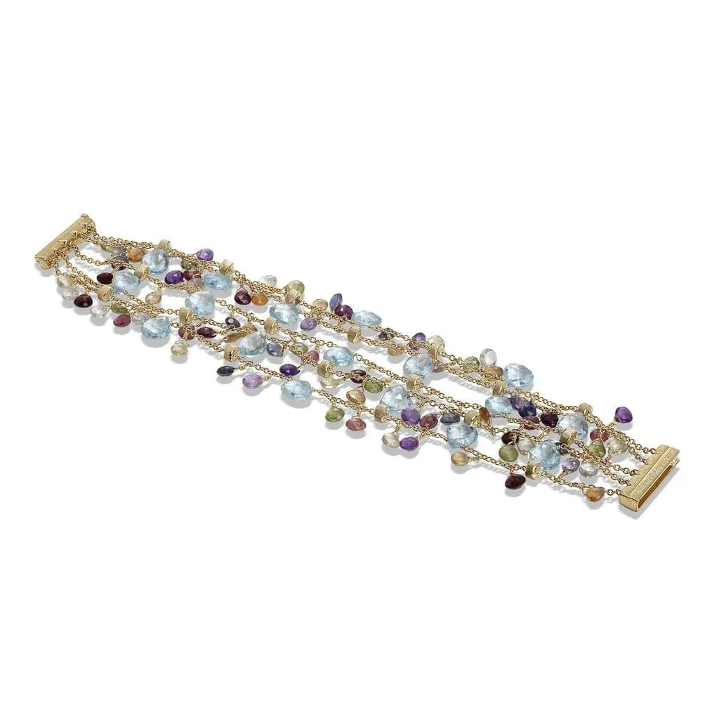 Marco Bicego Paradise 18K Yellow Gold 5 Row Mix Stone Bracelet