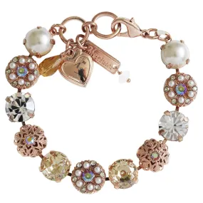 Mariana "Kalahari" Rose Gold Plated Filigree Floral Statement Crystal Bracelet, 4213 M1093rg