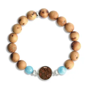 Men's El Retiro Round Beaded Bracelet - Cypress & Aquamarine