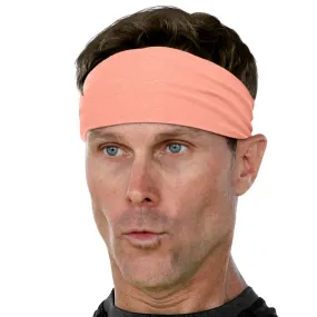 Men's Headbands Cotton Jersey 3" Wide Sports Fitness Yoga Made in the USA Peach