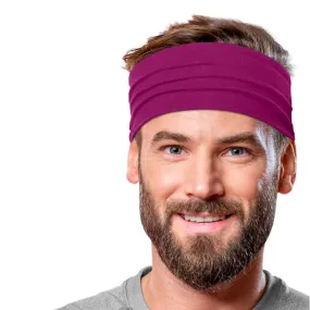 Men's Headbands Cotton Jersey 5" Wide Sports Fitness Yoga Made in the USA Magenta