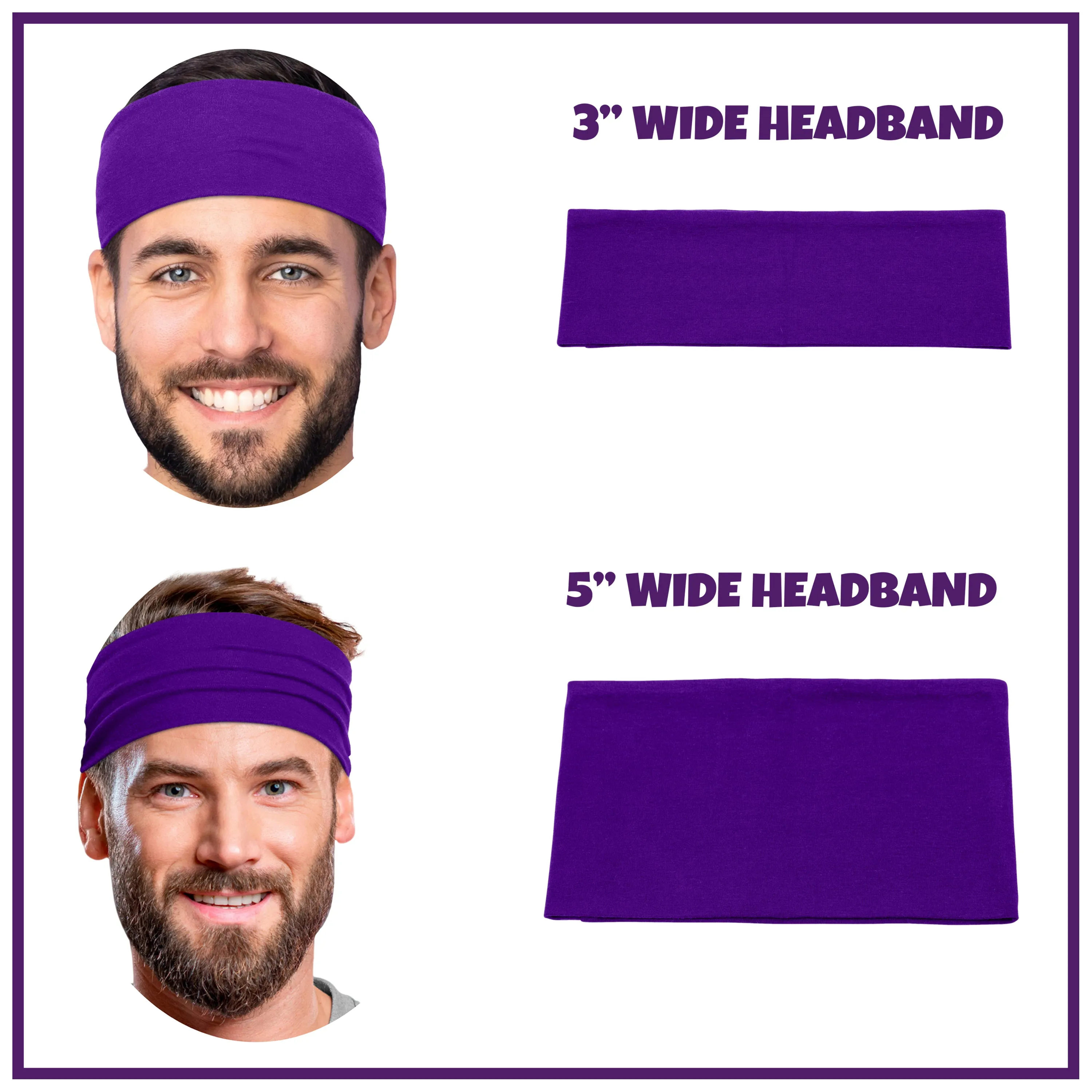 Men's Headbands Cotton Jersey 5" Wide Sports Fitness Yoga Made in the USA Magenta