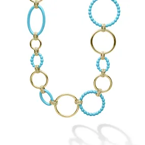 Meridian 18K Gold and Blue Ceramic Link Necklace