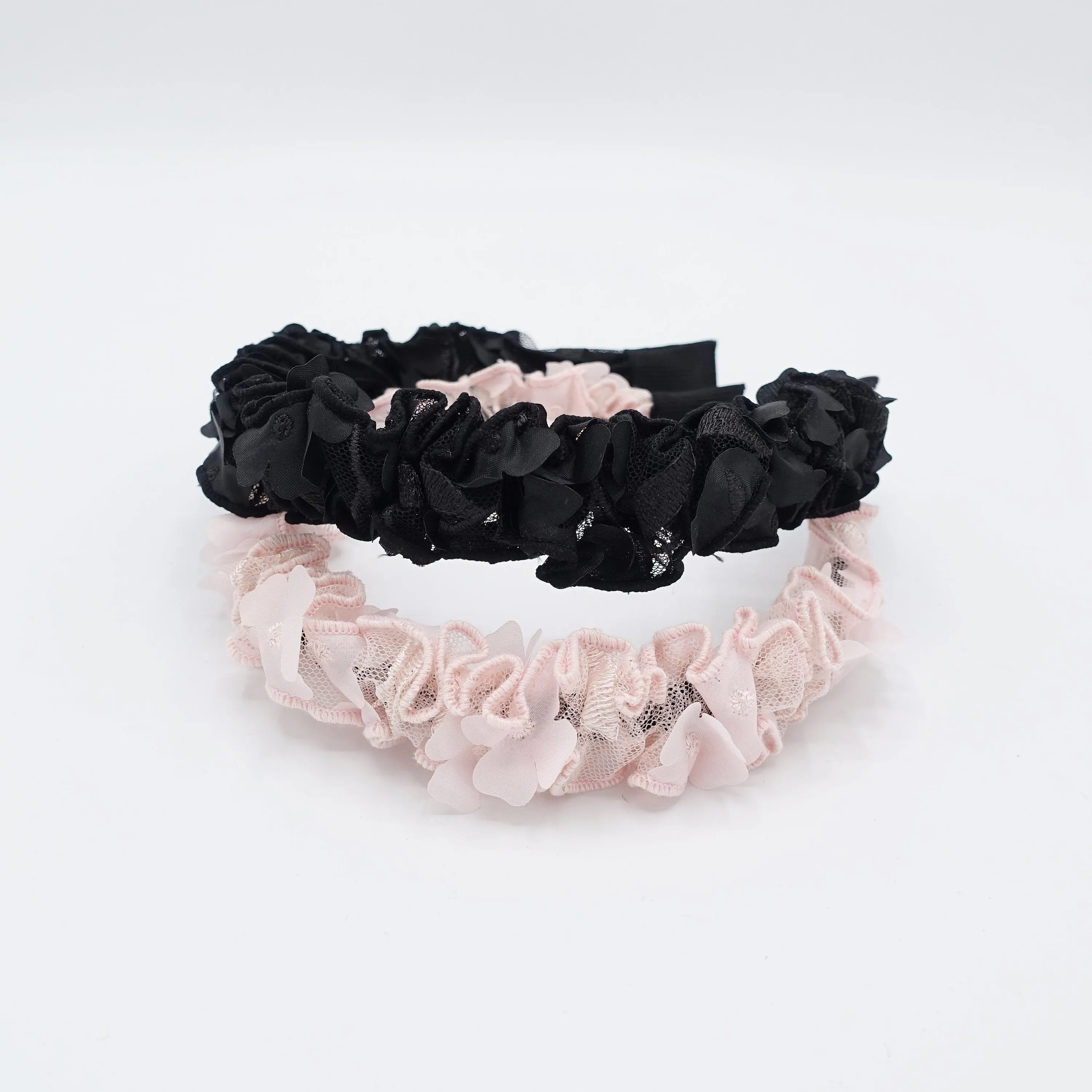 mesh flower ruched headband petal hairband women hair accessory