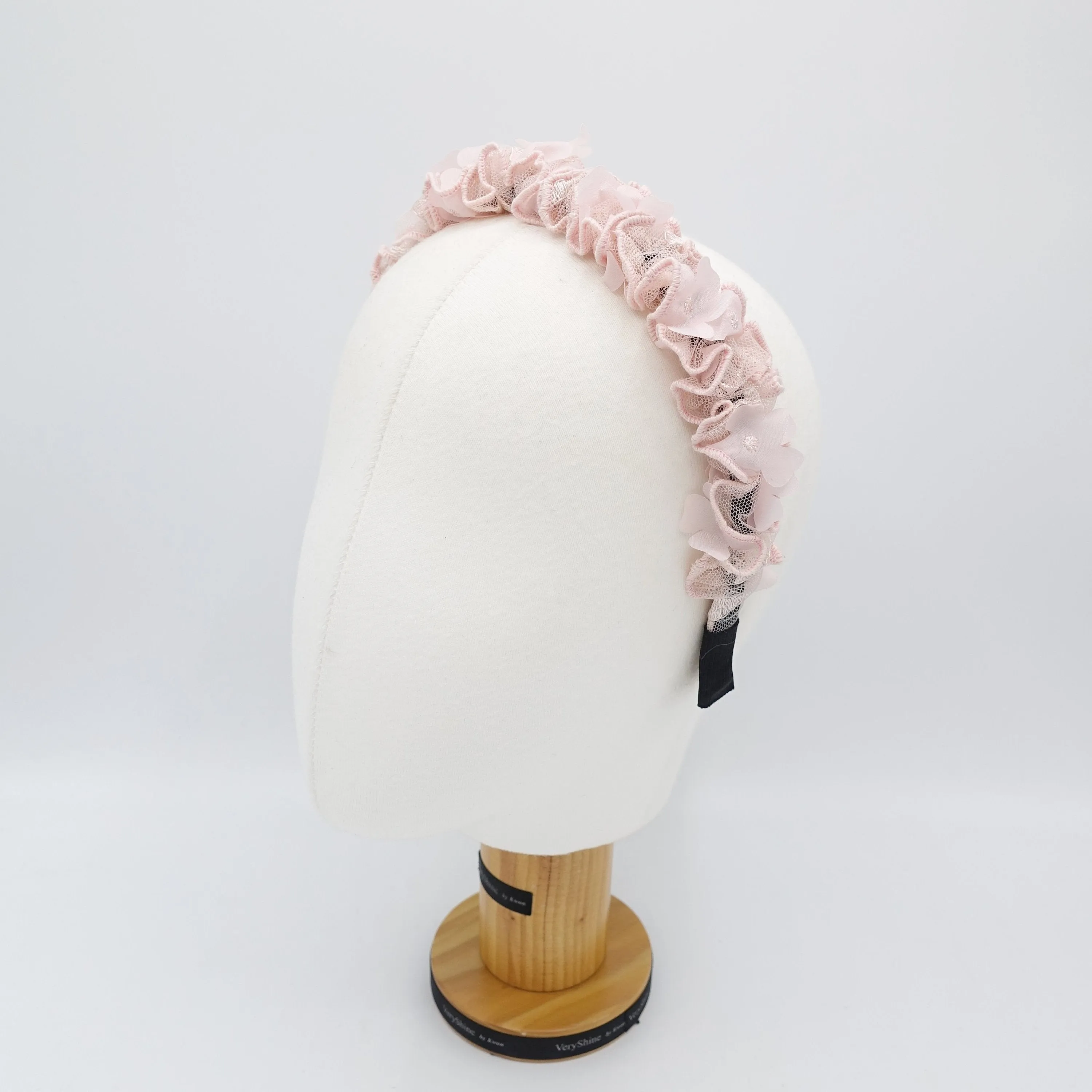 mesh flower ruched headband petal hairband women hair accessory