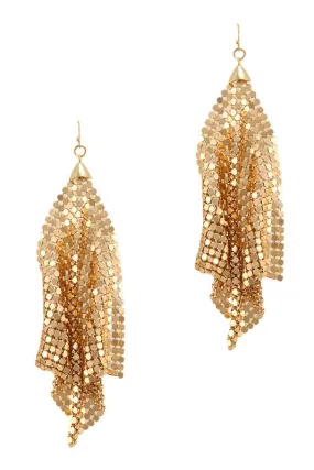 Metal Mesh Dangle Earrings - Gold