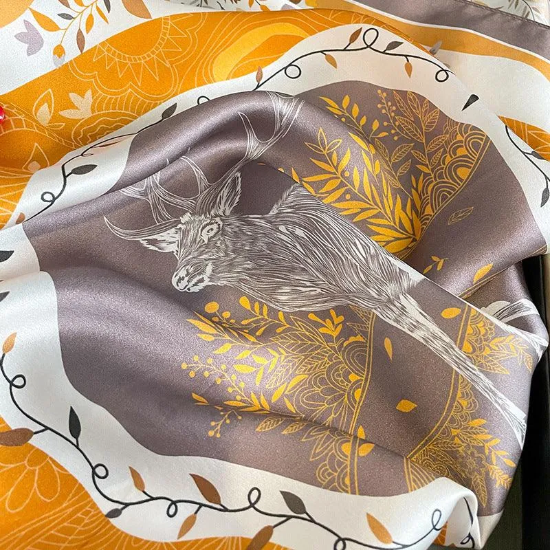 Moose print 100% mulberry Silk Scarf/Silk head scarf/Silk hair scarf/Silk neck scarf/Mother's Day Gifts/Bag Accessory/Gift for her