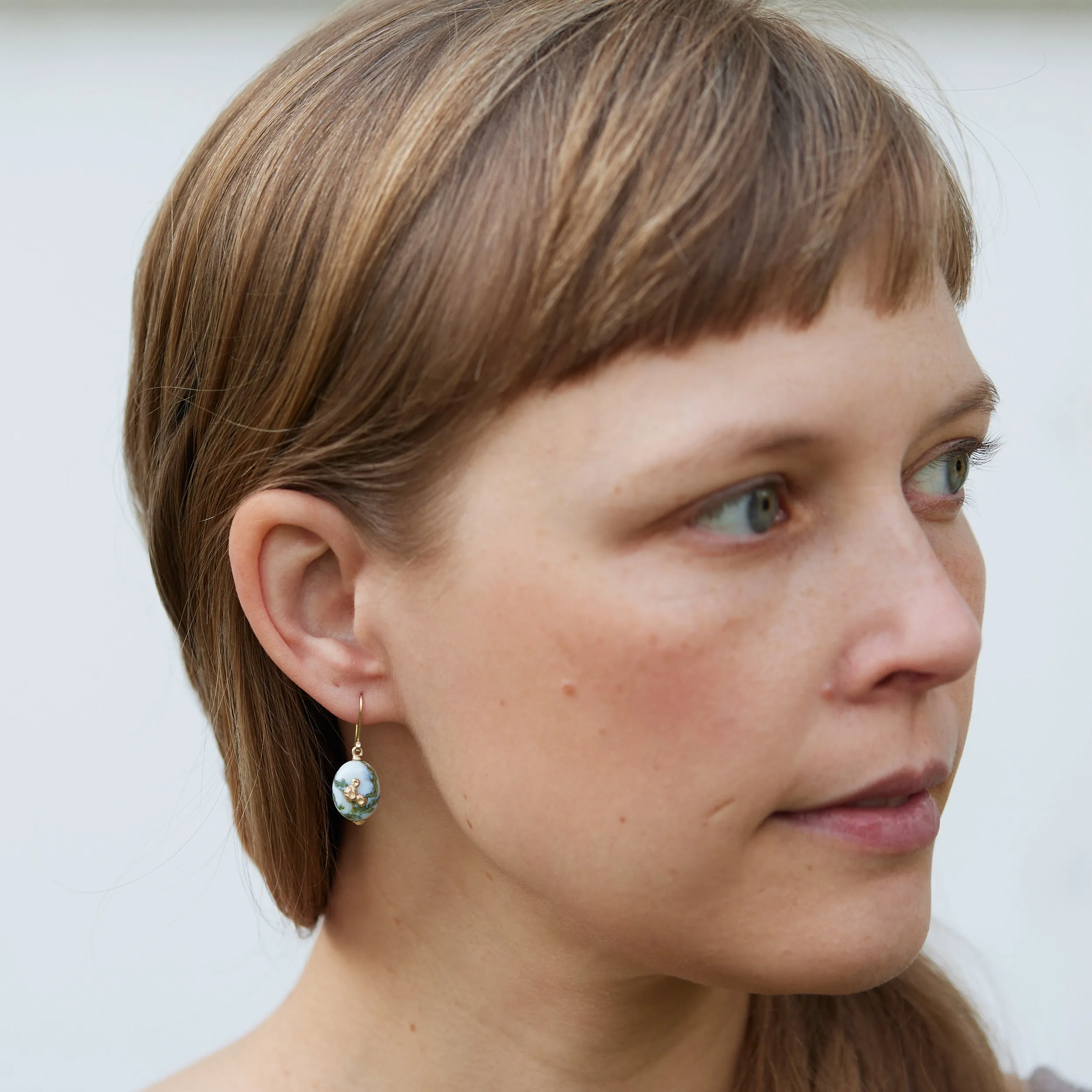 Moss of Éire Opal Ruthie B. Earrings with Barnacles