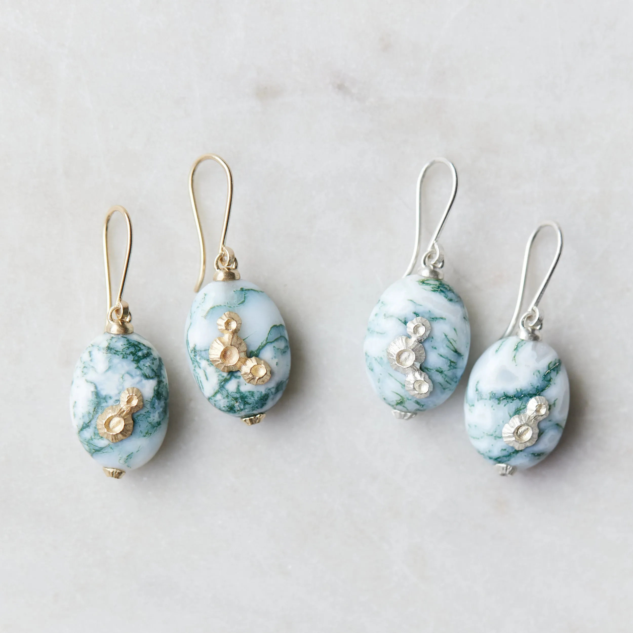 Moss of Éire Opal Ruthie B. Earrings with Barnacles