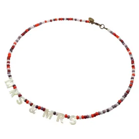 Mother of Pearl Shell Mrs & Mrs Glass Bead Mix Necklace