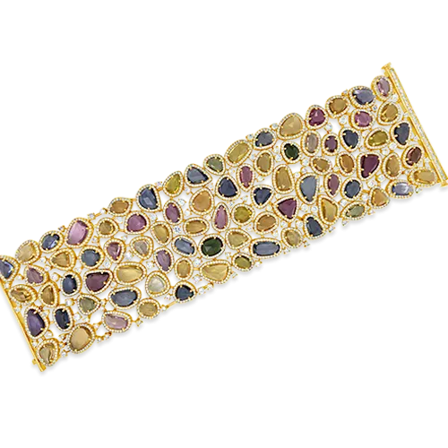 Multi-colored Sapphire & Diamond Bracelet