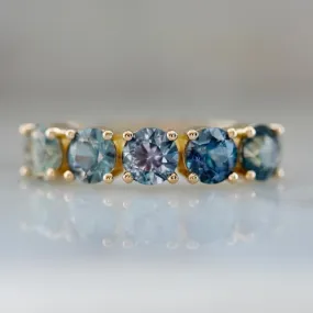 Mykonos Blue Ombré Round Brilliant Cut Sapphire Band