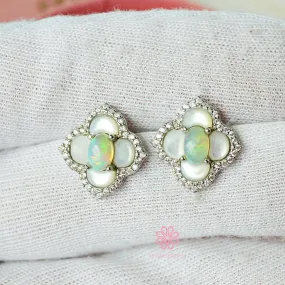 Natural Opal and Mother of pearl Earrings Sterling Silver925.