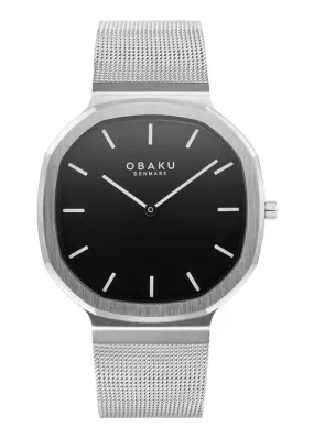 OBAKU OCTANT-ONYX STAINLESS MESH BRACELET BLACK DIAL V253GXCBMC