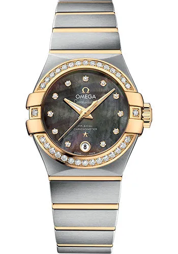 Omega Constellation Co-Axial Tahiti Watch - 27 mm Steel And Yellow Gold Case - Tahiti Mother-Of-Pearl Diamond Dial - 123.25.27.20.57.007