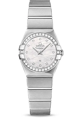 Omega Constellation Quartz Watch - 24 mm Steel Case - Diamond-Set Steel Bezel - Mother-Of-Pearl Diamond Dial - 123.15.24.60.55.006