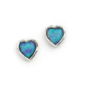 Opal Heart Stud Earrings