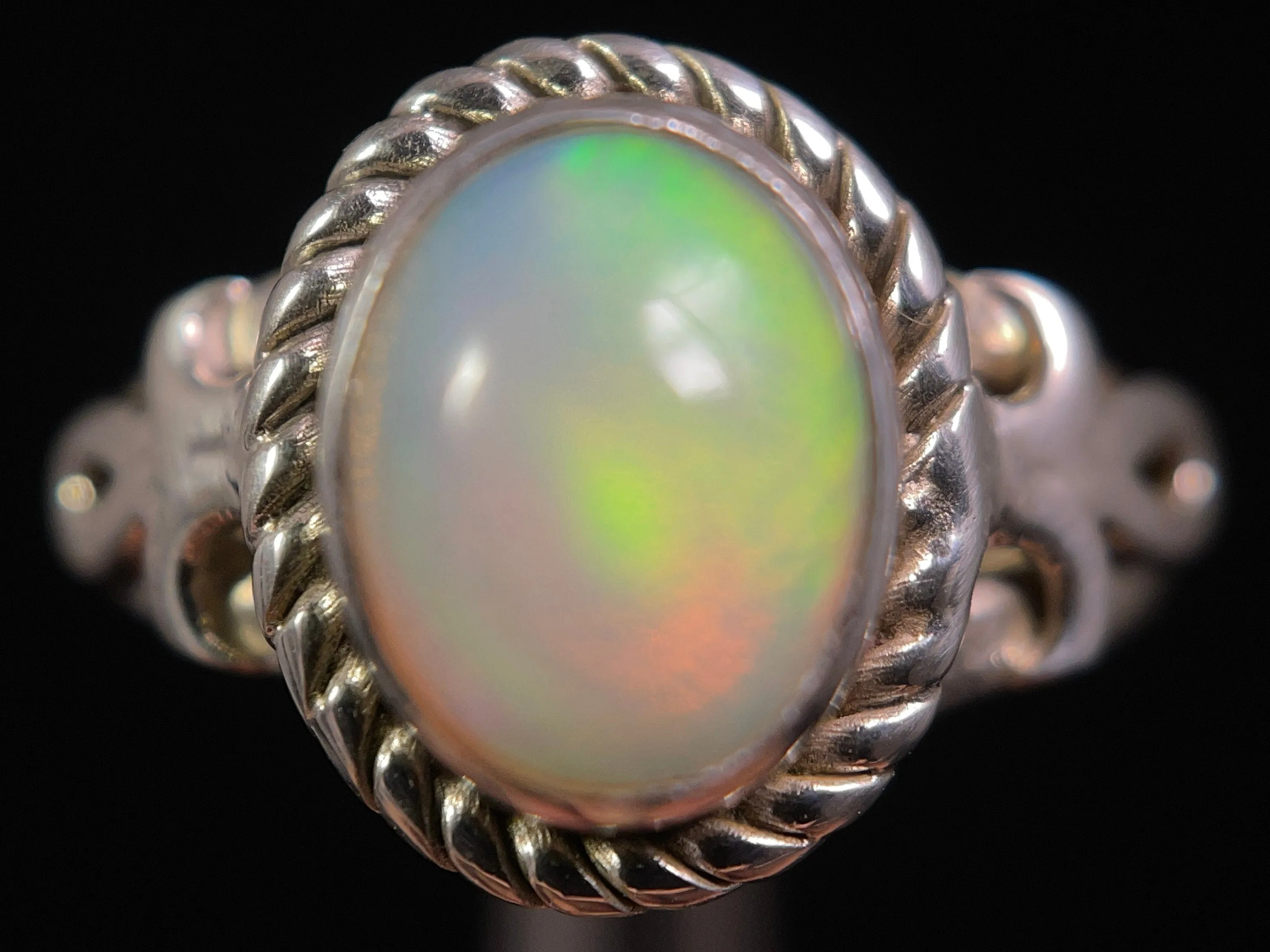 OPAL RING - Sterling Silver, Size 5 - Ethiopian Opal Rings for Women, Bridal Jewelry, Welo Opal, 49241