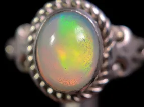 OPAL RING - Sterling Silver, Size 5 - Ethiopian Opal Rings for Women, Bridal Jewelry, Welo Opal, 49241