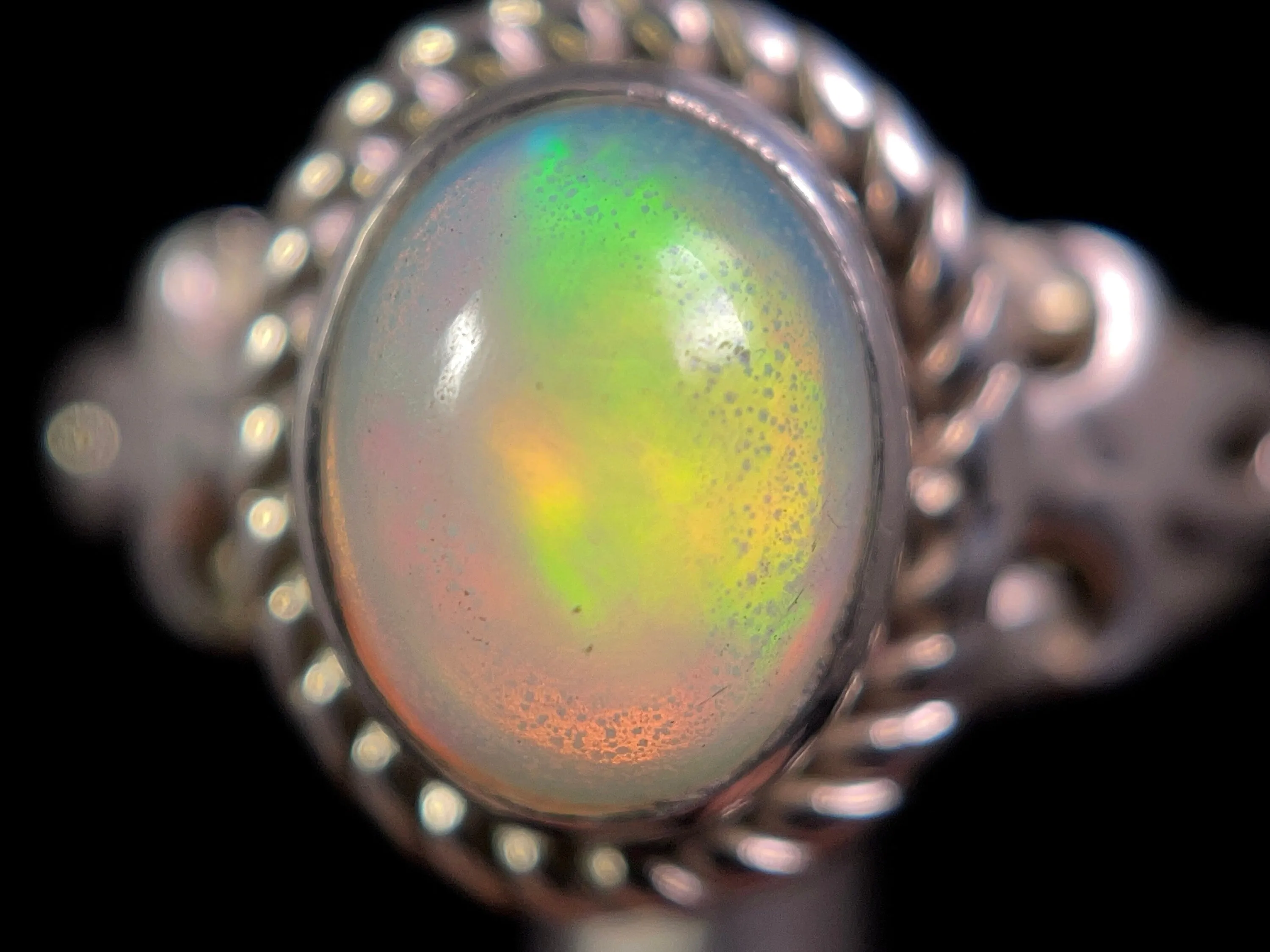 OPAL RING - Sterling Silver, Size 5 - Ethiopian Opal Rings for Women, Bridal Jewelry, Welo Opal, 49241