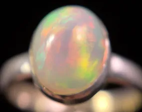 OPAL RING - Sterling Silver, Size 7 - Dainty Opal Ring, Opal Jewelry, Welo Opal, 49282