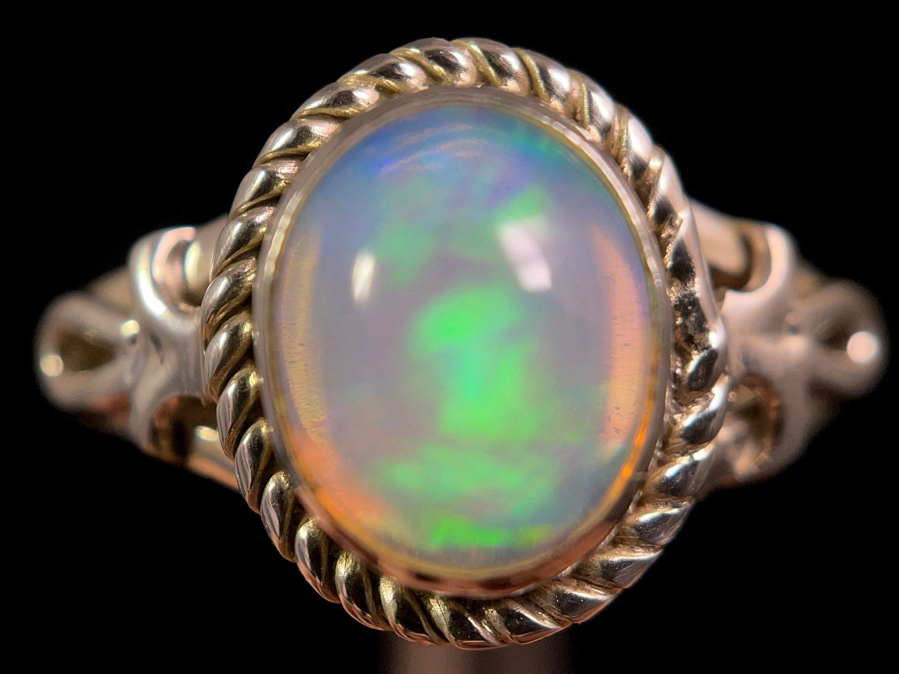 OPAL RING - Sterling Silver, Size 9.5 - Ethiopian Opal Rings for Women, Bridal Jewelry, Welo Opal, 49176