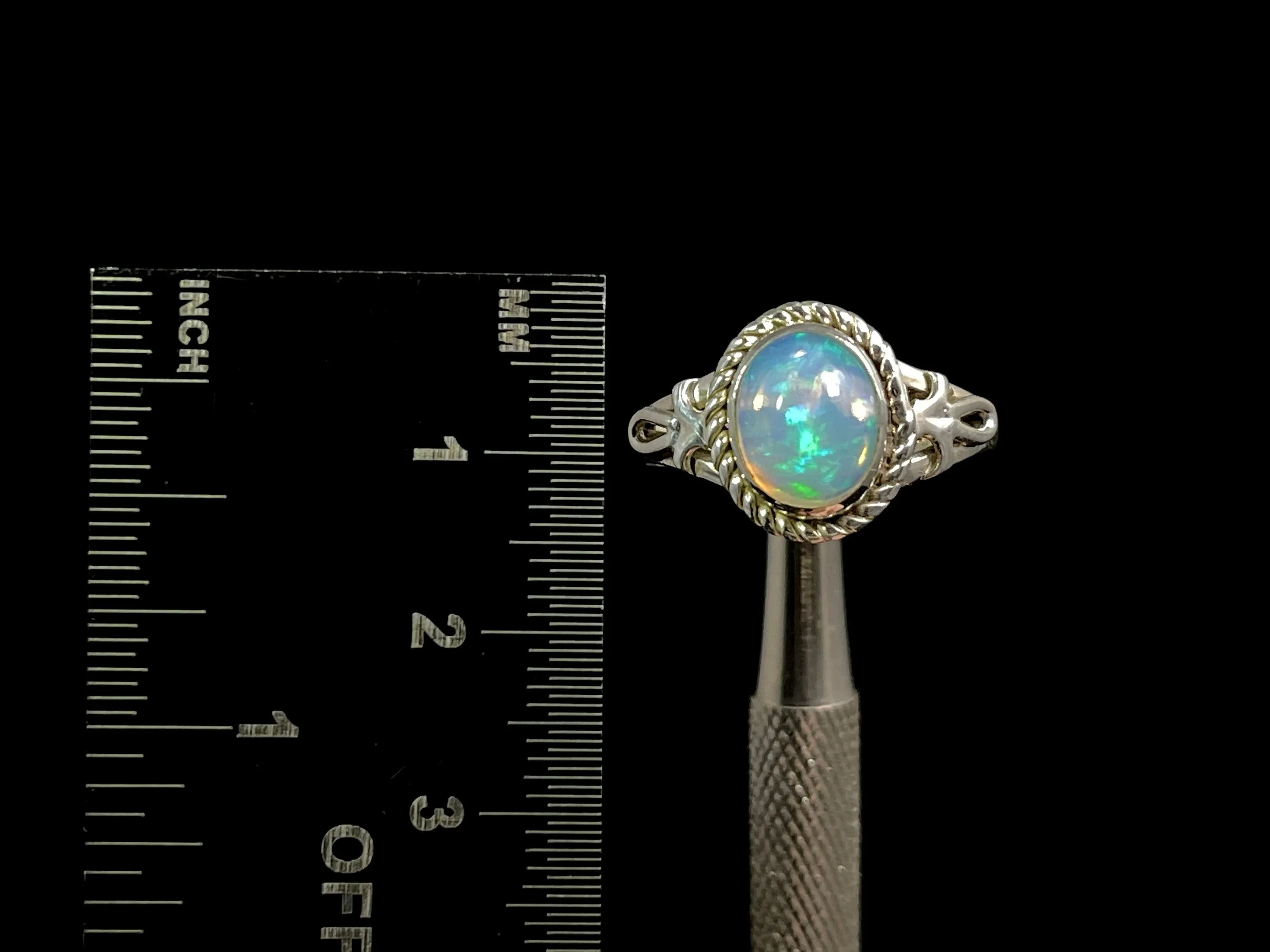 OPAL RING - Sterling Silver, Size 9.5 - Ethiopian Opal Rings for Women, Bridal Jewelry, Welo Opal, 49176