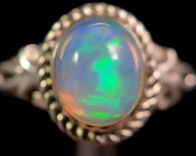 OPAL RING - Sterling Silver, Size 9.5 - Ethiopian Opal Rings for Women, Bridal Jewelry, Welo Opal, 49176