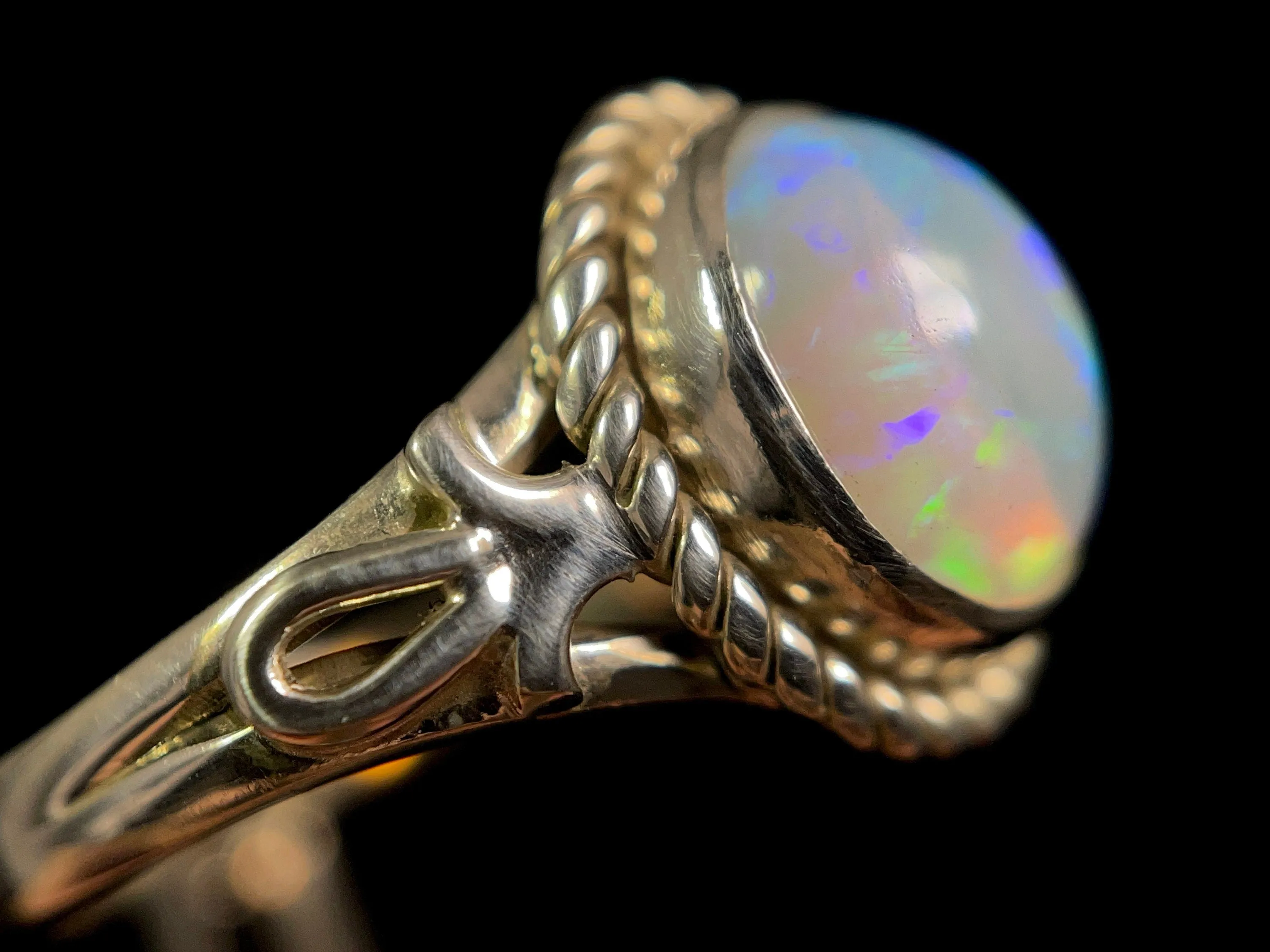 OPAL RING - Sterling Silver, Size 9.5 - Ethiopian Opal Rings for Women, Bridal Jewelry, Welo Opal, 49176