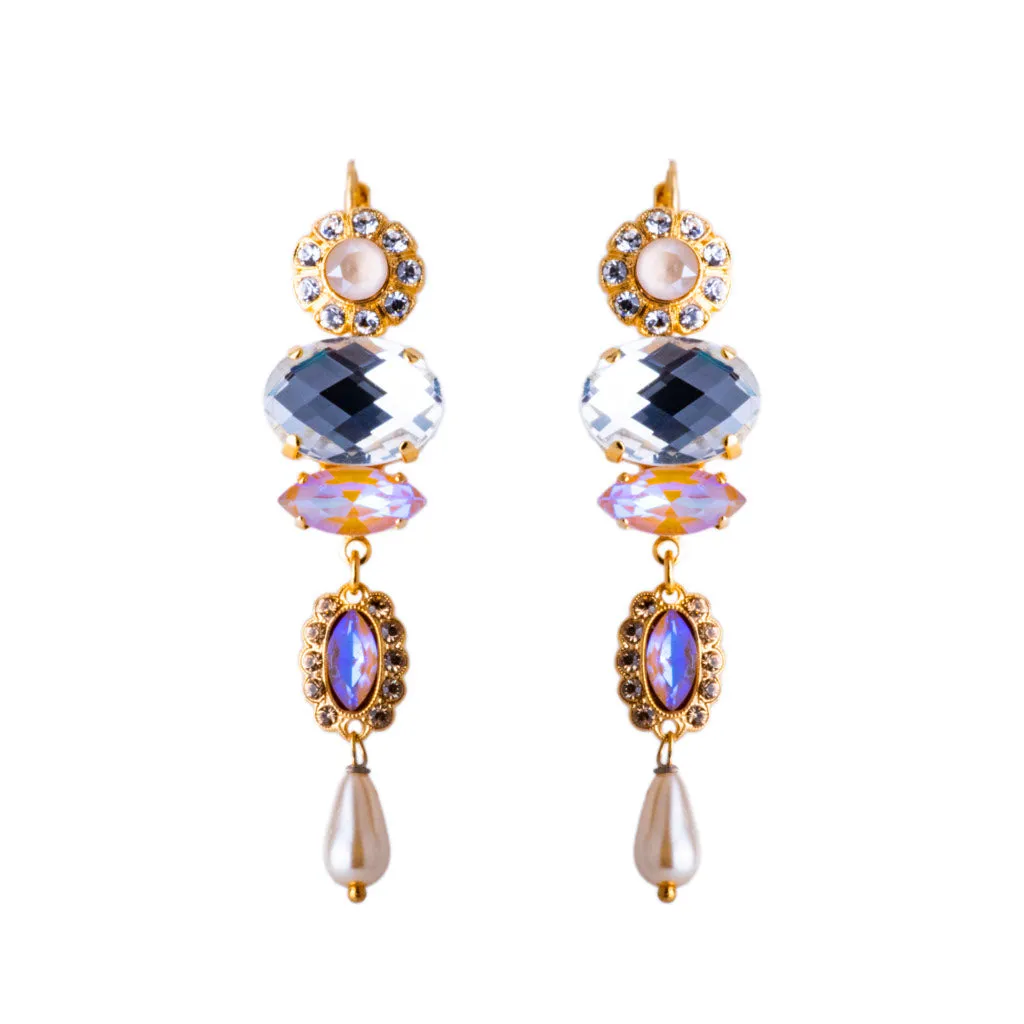 Ornate Marquise and Dangle Leverback Earrings in "Butter Pecan" *Preorder*