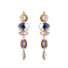 Ornate Marquise and Dangle Leverback Earrings in "Butter Pecan" *Preorder*