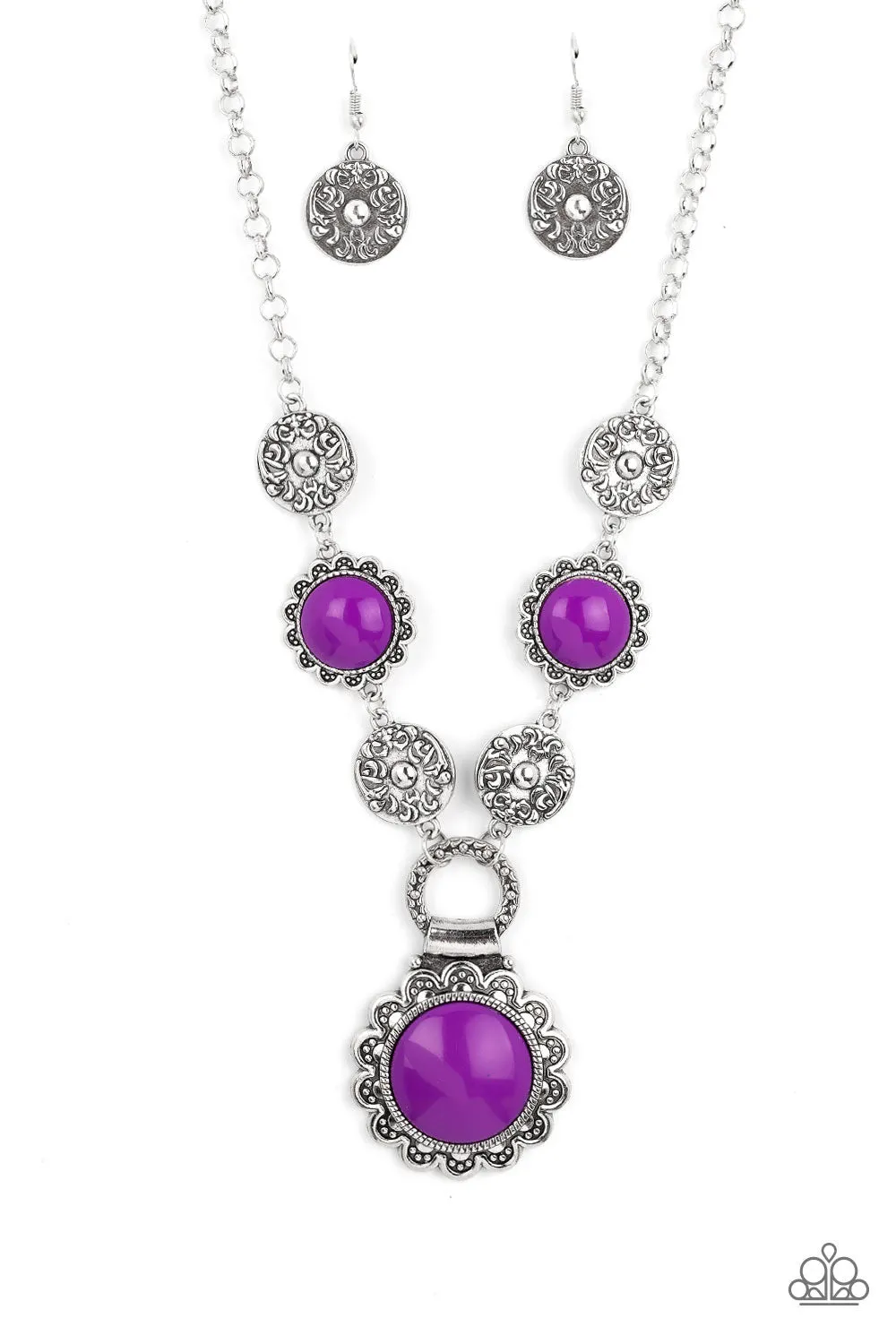 Paparazzi 2 Piece Set - Poppy Persuasion - Purple Necklace & Positively Poppy - Purple Bracelet