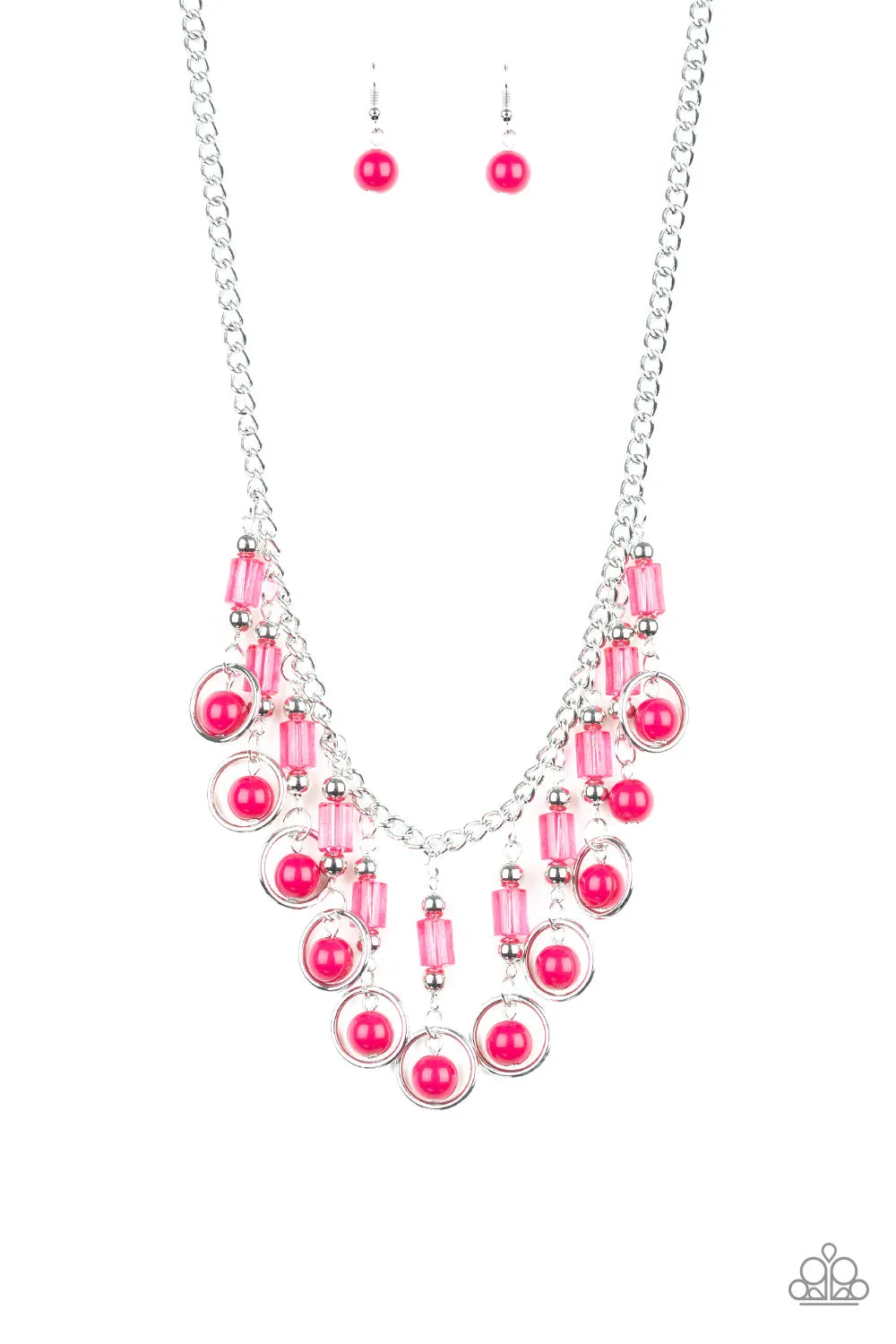 Paparazzi Cool Cascade Pink Necklace