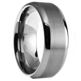 Paris Jewelry Tungsten Silver Brushed Ring Wedding Band 8mm For Unisex (Size 7 - 12)