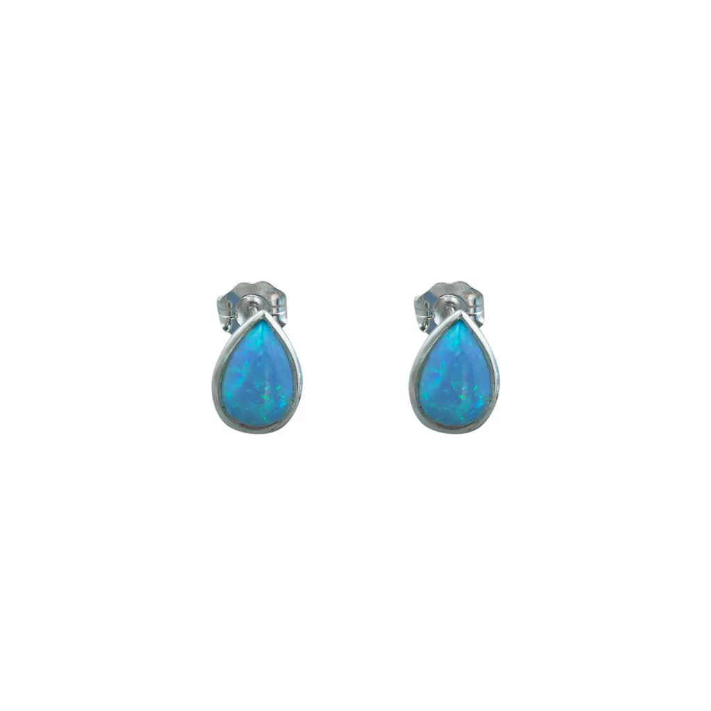 PEAR SHAPED BLUE CZELLINE OPAL EARRINGS