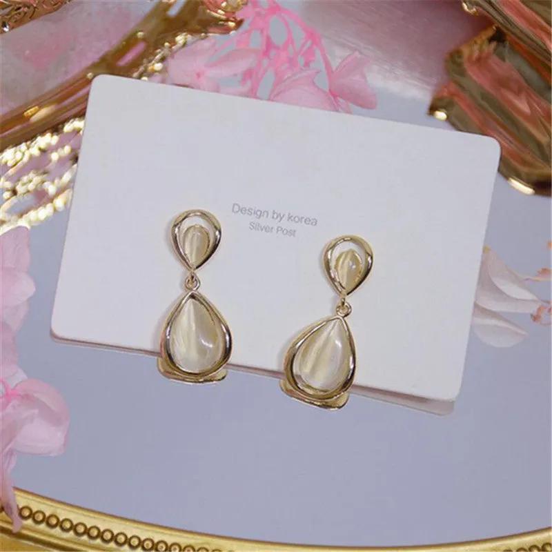 Personality Creative Water Drop Silver Needle Stud Earrings Korean Version