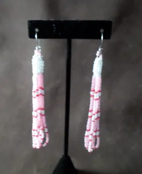 Pink Beaded Dangle Earrings